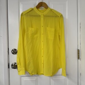 EQUIPMENT Women's Slim Signature Silk Blouse in Yellow 2 Pockets $258 Size S
